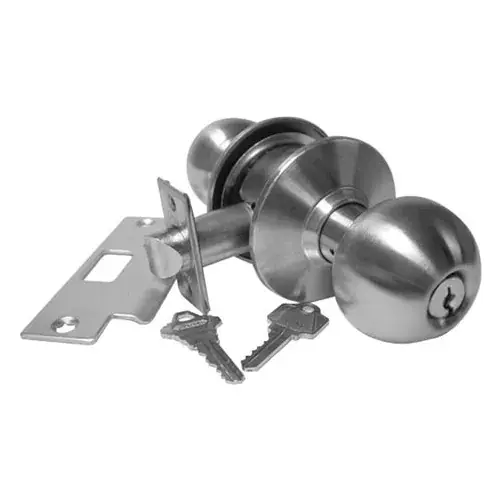Deal Hd Cyl. Locksets - Entry Lock Stainless Steel Keyed To Bitting U - Pkg Qty 3