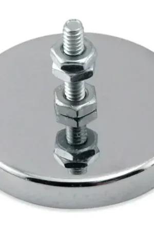 Master Magnetics Ceramic Mount-It Magnet RB50B3N with Attached Screw and Nuts 35 Lbs. Pull Chrome Direct From Factory