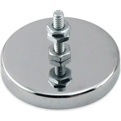 Master Magnetics Ceramic Mount-It Magnet RB50B3N with Attached Screw and Nuts 35 Lbs. Pull Chrome Direct From Factory