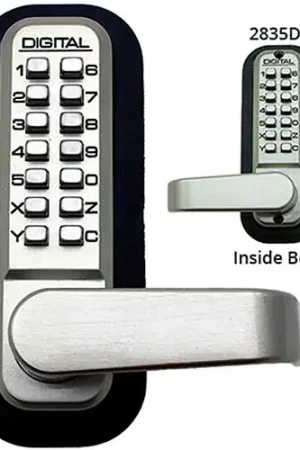 Seasonal Sale Lockey Digital Door Lock 2835 Lever Handle with Double Combination, Satin Nickel