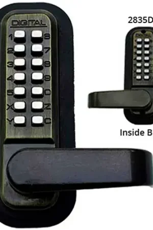 Lockey Digital Door Lock 2835 Lever Handle with Double Combination, Antique Brass While Supplies Last