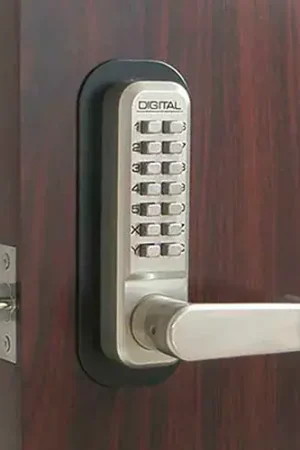 While Supplies Last Lockey Digital Door Lock 2835 Lever Handle, Satin Nickel
