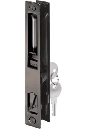 Markdown Prime-Line C 1033 Sliding Glass Door Handle Set, 6-5/8", Diecast, Hook Style, Flush Mount, Keyed