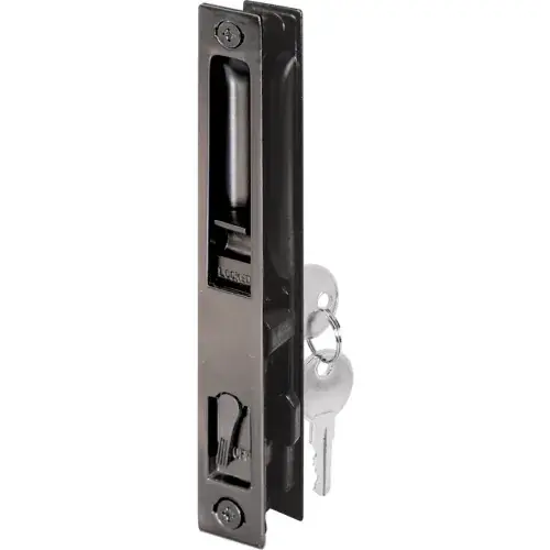 Markdown Prime-Line C 1033 Sliding Glass Door Handle Set, 6-5/8", Diecast, Hook Style, Flush Mount, Keyed
