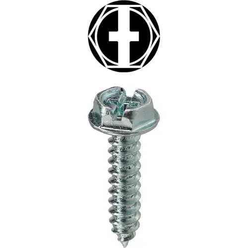 Professional Grade L.H.Dottie® Sheet Metal Screw, Phillips/Slotted, Hex Washer Head, 10 x 1-1/2", 100 Pack