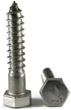 Get Yours 1/4" X 2" Hex Head Lag Screws 18/8 Stainless Steel (100 / Pkg.)