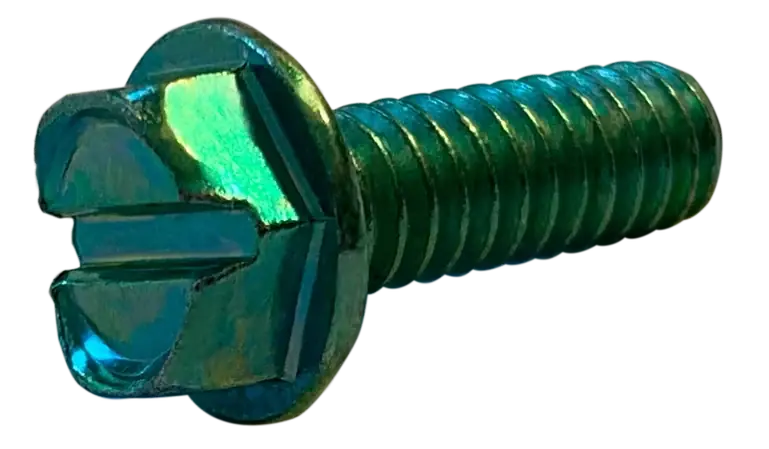 While Supplies Last 1/4"-20 X 1/2" Machine Screws Indented Hex Head Slotted Drive Steel Zinc Green (3000/Pkg.)