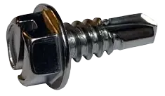 Sale 10-16 X 5/8" Self-Drilling Screws Indented Hex Washer Head Slotted Drive Point Type 2 Steel Zinc Plated (7000/Pkg.)