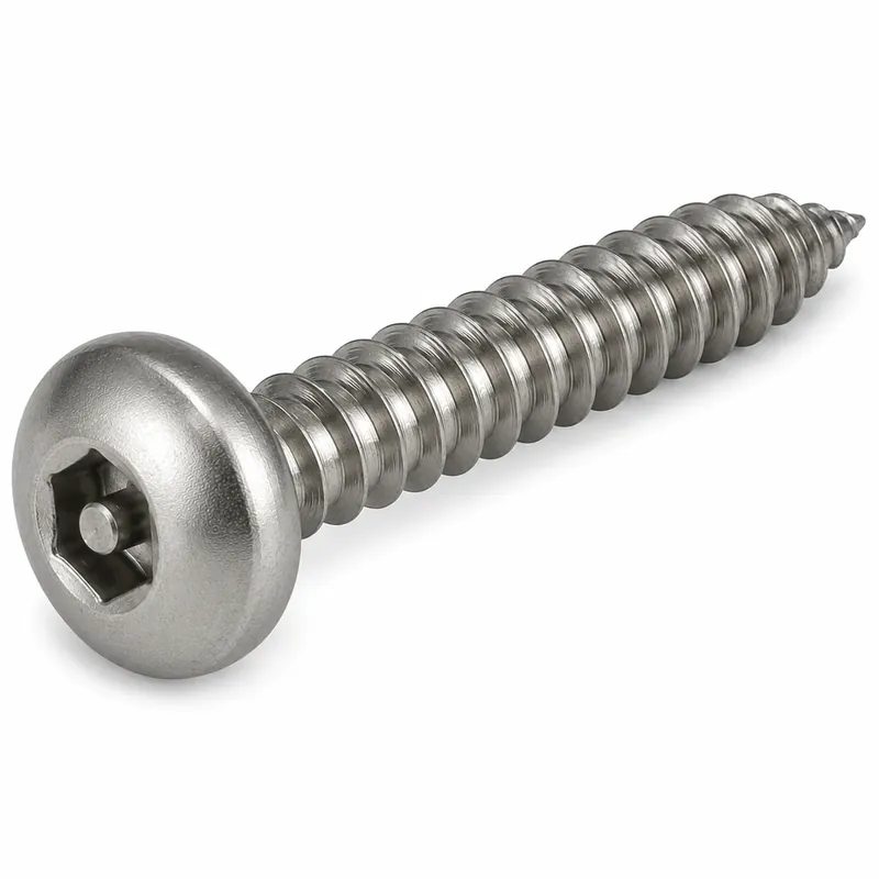 While Supplies Last 6 X 1" Tamper Resistant Sheet Metal Screws Button Head Pin-In Hex Socket Drive 18/8 Stainless Steel (100 / Pkg.)