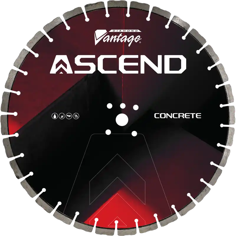 Hot Deal Diamond Vantage 2822ASCEND 28" x 0.220" Walk Behind Saw Diamond Blade for Concrete Ascend - Castle Segments