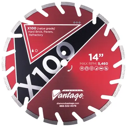 Grab Now Diamond Vantage 1411EX1-1E 14" x 0.110" Diamond Blade for Hard Material X100 - REFRACTORY