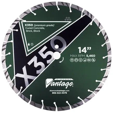 Trending Diamond Vantage 1412BX3.5-2 14" x 0.125" Diamond Blade for Concrete/Masonry X350