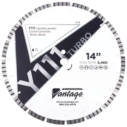 Trusted Brand Diamond Vantage 1612BEDZUY2-2KV 16" x 0.125" Diamond Blade for Concrete/Masonry Y111 TURBO