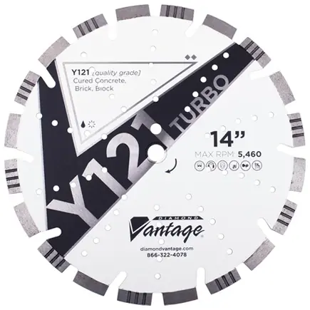 Limited Time Diamond Vantage 1412EYZ-15 14" x 0.125" Diamond Blade for Concrete/Masonry Y121 TURBO