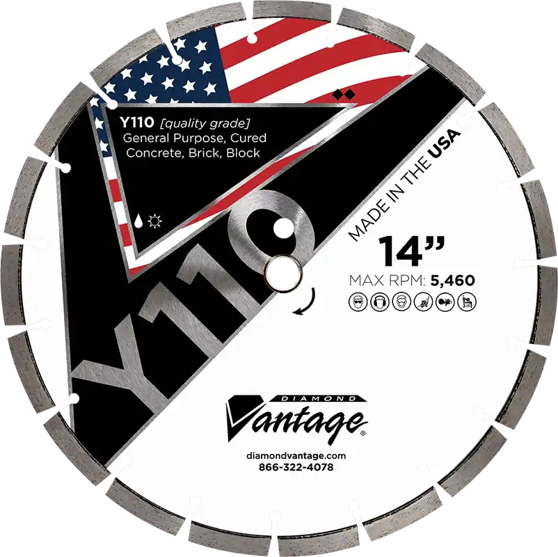 Top Pick Diamond Vantage 1412EY1-2 14" x 0.125" Diamond Blade for Concrete/Masonry Y110