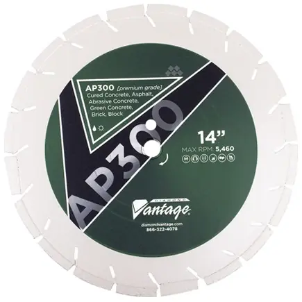 Buy Direct Diamond Vantage 1812EDUX3-AP 18" x 0.125" x 1" Diamond Blade for Asphalt/Reinforced Concrete/Brick/Block/Cured Concrete AP300 - ALL PURPOSE