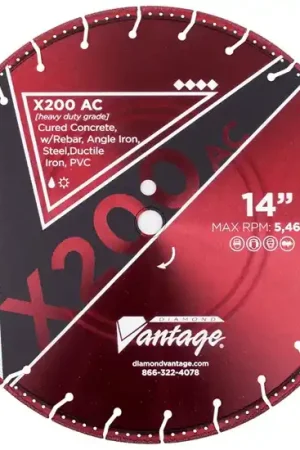Affordable Diamond Vantage 0511CDUX2-AC2 5" x 0.110" Diamond Blade for Pvc Pipe/Steel/Cast Iron/Ductile Iron Pipe/Reinforced Concrete X200-AC