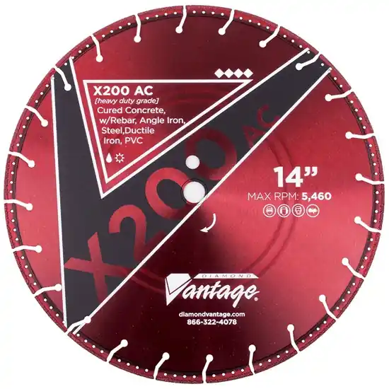 Diamond Vantage 1012UDUX2-AC2 10" x 0.125" Diamond Blade for Pvc Pipe/Steel/Cast Iron/Ductile Iron Pipe/Reinforced Concrete X200-AC Hot Deal