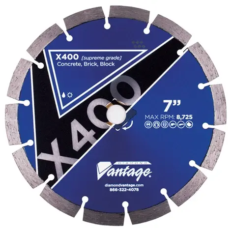 Diamond Vantage 0809UDUX4-4 8" x 0.095" Diamond Blade for Asphalt/Green Concrete/Abrasive Materials X400 Latest