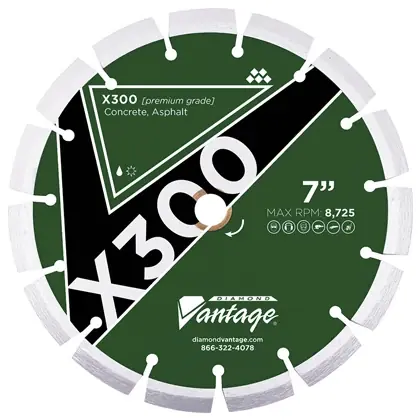 Diamond Vantage 0750CCV 7" x 0.500" Diamond Blade for Concrete/Asphalt X300 Best Choice