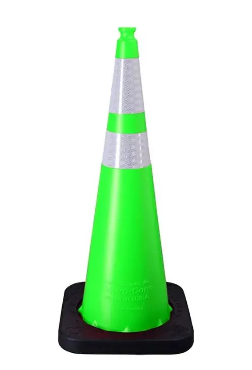 36" Lime Green Enviro-Cone Traffic Cone Pylon 4" & 6" Reflective Collars (SKU 16036-HIWB-12-L) Don't Miss Out
