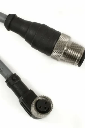 OBSOLETE - Alpha Connect EcoFlex PUR Cordset - M12 Male Straight to M8 Female 90° - 22AWG 3 Poles - DR03GW100 - Slate - 0.6M (1.97ft) Certified