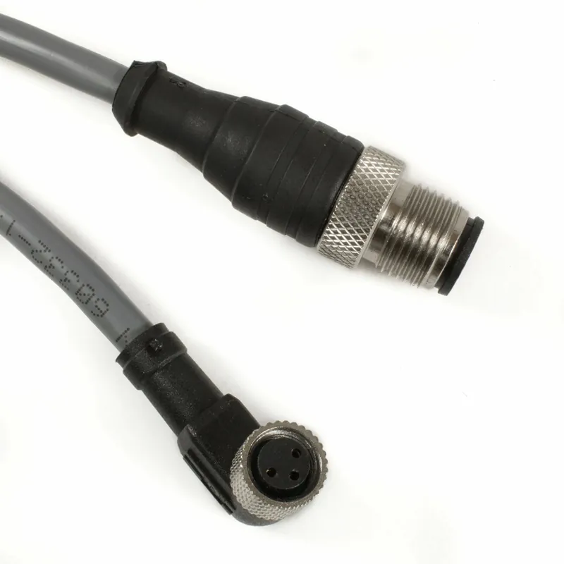OBSOLETE - Alpha Connect EcoFlex PUR Cordset - M12 Male Straight to M8 Female 90° - 22AWG 3 Poles - DR03GW100 - Slate - 0.6M (1.97ft) Certified