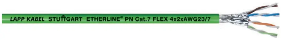 2170598 - LAPP ETHERLINE® PN CAT7 FLEX - 4 pair 2x23 AWG / 7c - Flame Retardant Non-Corrossive (FRNC) - Green PVC Fresh Stock