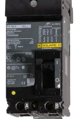 Square D FA22080AB - 80A 2 Pole Molded Case Circuit Breaker High Quality
