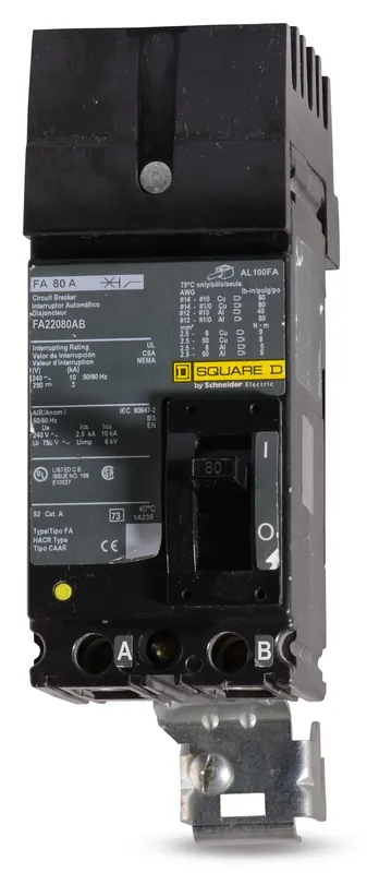 Square D FA22080AB - 80A 2 Pole Molded Case Circuit Breaker High Quality