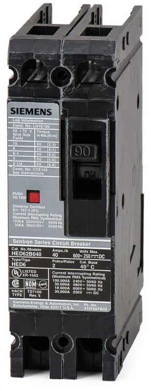 Siemens HHED62B100 - 100A 2 Pole Molded Case Circuit Breaker Hot Deal