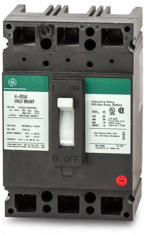 Top Rated ABB / General Electric THED136080WL - 80A 3 Pole Molded Case Circuit Breaker