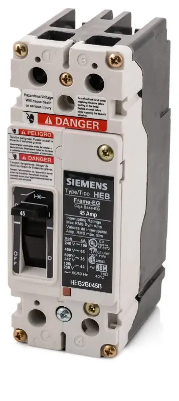 One Day Deal Siemens HEB2B045B - 45A 2 Pole Molded Case Circuit Breaker
