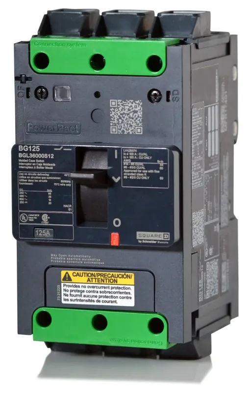 Square D BGL36000S12 - 125A 3 Pole Automatic Molded Case Switch Budget
