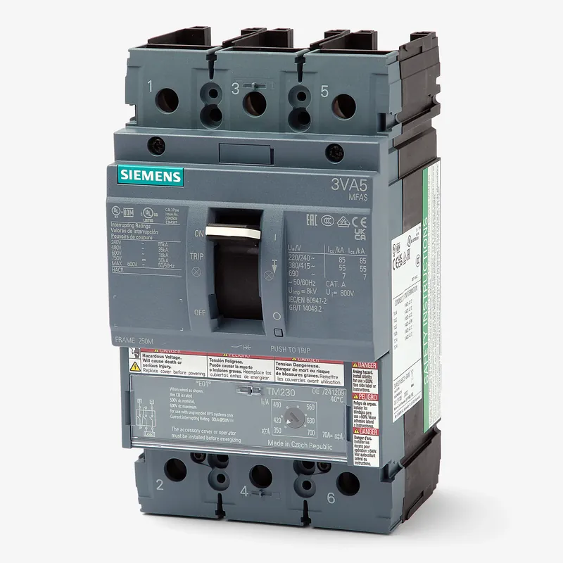 Siemens 3VA5210-5EC31-0AA0 - 100A 3 Pole Molded Case Circuit Breaker Time-Limited