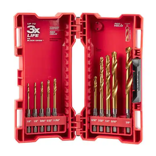 Milwaukee Tool 48-89-4633 10PC SHOCKWAVE Impact Duty RED HELIX Titanium Drill Bit Set Mega Sale