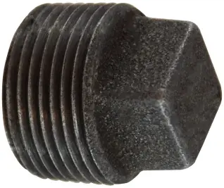 Genuine Midland Metal 65652 Cored Square Head Plug, 3/8 in MPT, Iron, Black