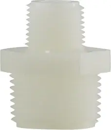 Midland Metal 28624W Reducing Hex Nipple, 1/2 in MPT x 3/8 in MPT, Nylon, White Top Pick