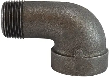 Midland Metal 69163 90 deg Street Elbow, 1/2 in MPT x 1/2 in FPT, Iron, Black, XH Schedule, 300 lb Top Rated