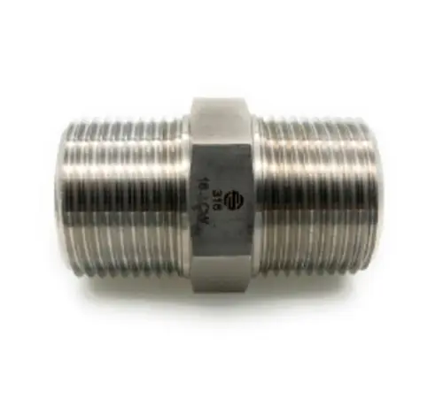 Affordable Stainless Adapters SS5404-04-04 Hex Nipple, 1/4 in MNPT x 1/4 in MNPT, 1.448 in L, Stainless Steel