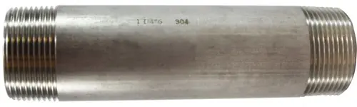 Midland Metal 49133 Welded Pipe Nipple, 1-1/4 in MPT x 1-1/4 in MPT, 10 in L, Stainless Steel, SCH 40 Schedule Premium