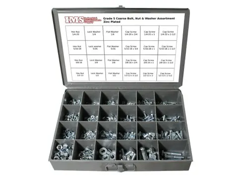 Genuine 1250 Piece Grade 5 USS Coarse Thread Assortment