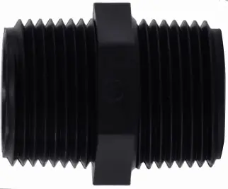Secure Checkout Midland Metal 28612P Hex Nipple, 1/4 in MPT x 1/4 in MPT, Polypropylene, Black