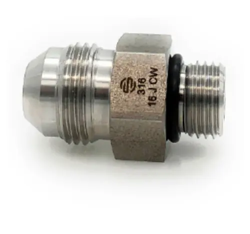 New Arrival Stainless Adapters SS6400-08-08 Pipe Adapter, 1/2 in 37 deg JIC Male Flared x 1/2 in Male ORB, Stainless Steel