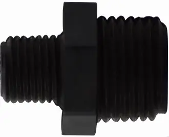 Final Sale Midland Metal 28624B Reducing Hex Nipple, 1/2 in MPT x 3/8 in MPT, Polyethylene, Black