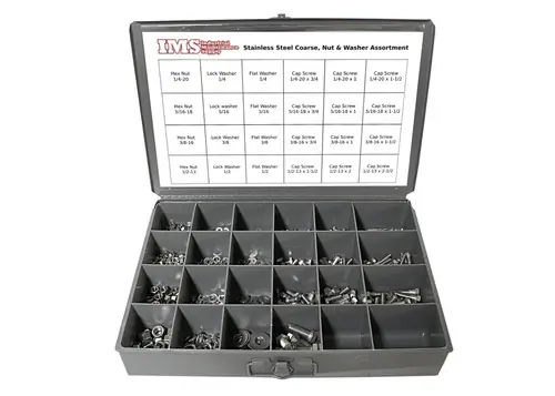 1250 Piece Grade 18-8 Stainless Steel Coarse Thread Assortment Budget