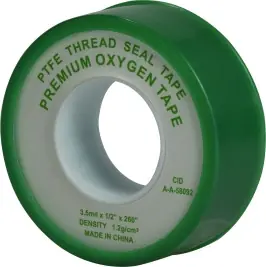 Genuine Midland Metal 982132 Thread Seal Oxygen Tape, 3.5 mil Thick, 3/4 in W, 520 in L, Green, PTFE, 1.2 g/cc Density