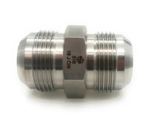 Low Price Stainless Adapters SS2403-04-04 Pipe Union, 1/4 in 37 deg JIC Male Flared x 1/4 in 37 deg JIC Male Flared