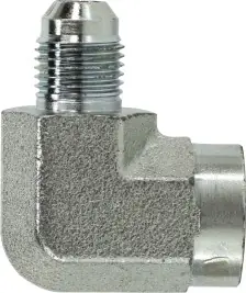 Budget Midland Metal 250284 90 deg Straight Elbow, 1/2 in 37 deg JIC Flared x 1/4 in FPT, Steel