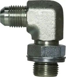 While Supplies Last Midland Metal 7202NWO88 90 deg Elbow, 3/4 in JIC x 1/2 in Male BSPP, Steel